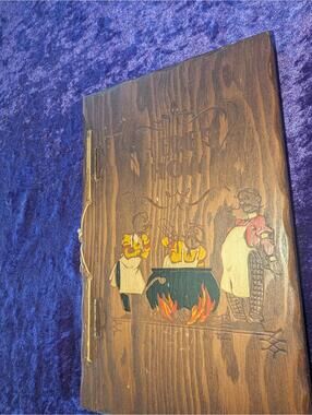 Vintage Wooden Menu Cover with 'Here's How' Mixed Drinks Insert